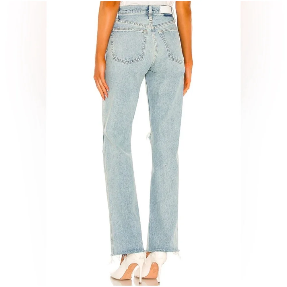 Re/Done 90’s High Rise Loose Distressed Light Wash Button Fly Jeans 24 (27x31)
